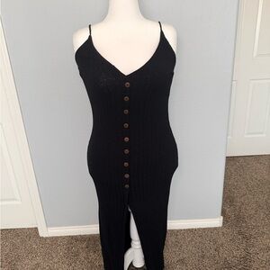 Elegant Black Button-Down Maxi Dress